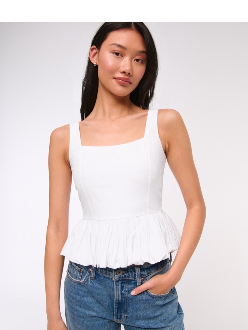 Abercrombie Poplin Bubble Hem Tank